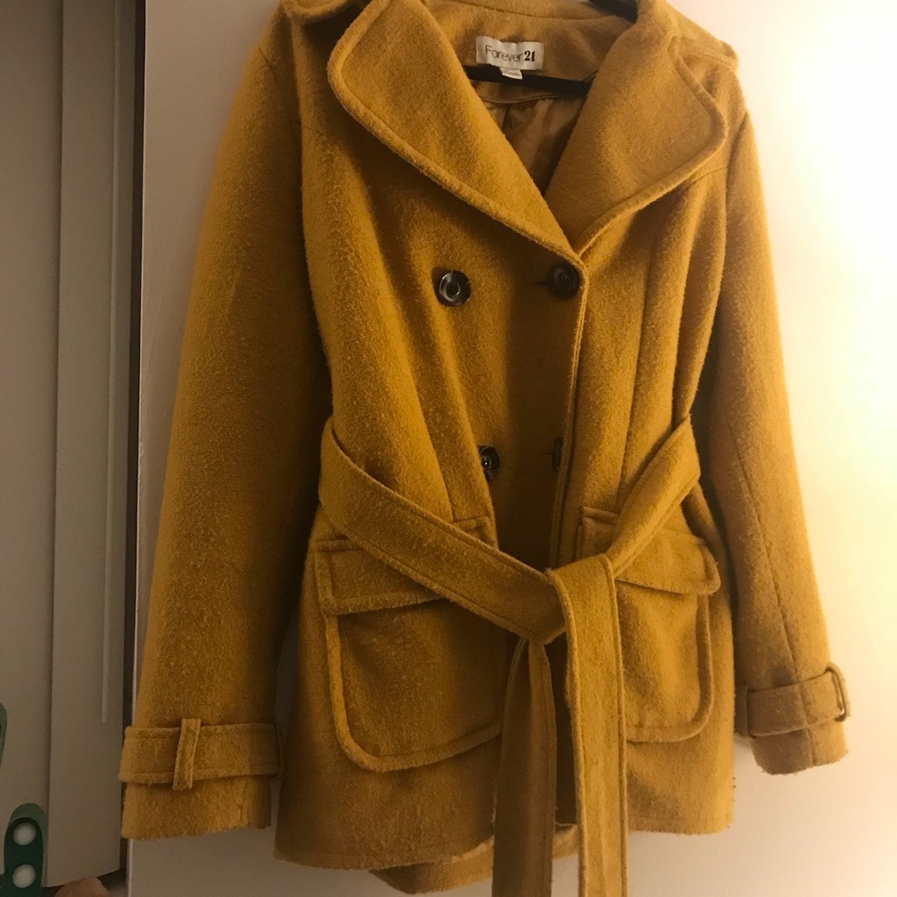 mustard color peacoat style jacket 🧥